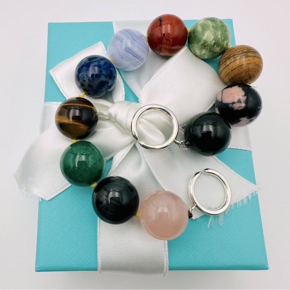 RARE Tiffany & Co. HUGE 15 mm Multi Gemstone Bead Bracelet by Picasso Packaging - Picture 1 of 13